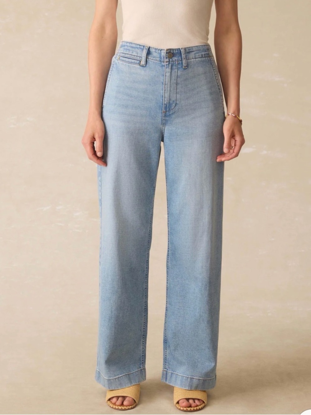 Faherty Light Blue Wide-Leg Jeans